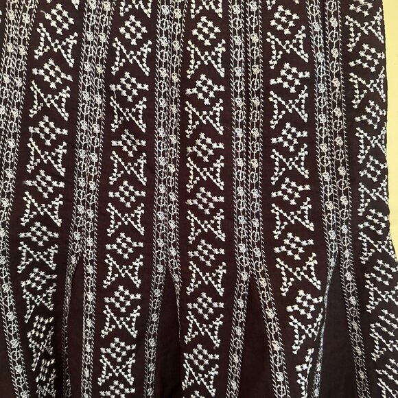 Ashley Stewart Brown & White Embroidered Maxi Skirt Size 2X Linen Blend - Picture 5 of 6